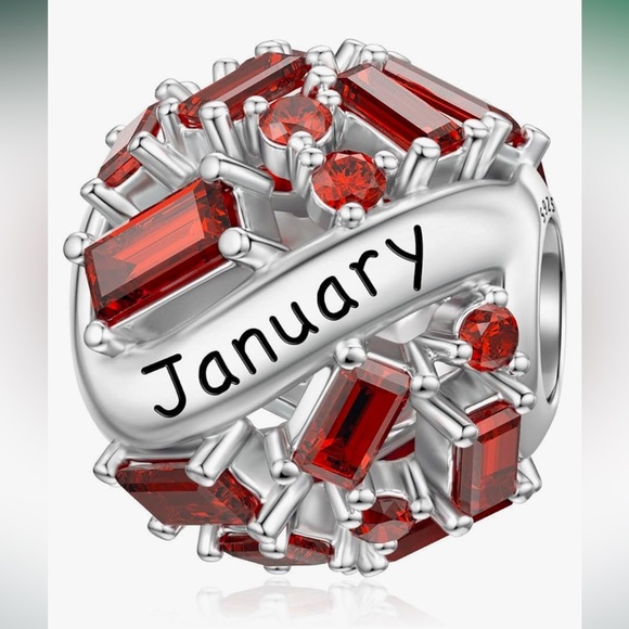 January Pandora style birthstone charm sterling silver with CZ stones - Picture 1 of 2